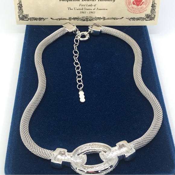 Camrose & Kross Rhodium Plated Mesh Necklace With Crystal JBK - Picture 9 of 9